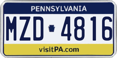 PA license plate MZD4816