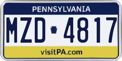 PA license plate MZD4817