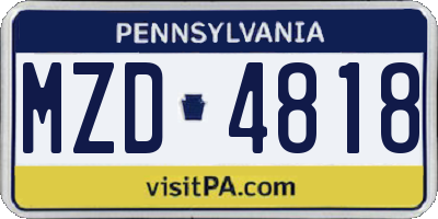 PA license plate MZD4818