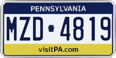 PA license plate MZD4819