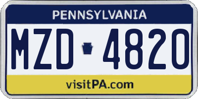PA license plate MZD4820