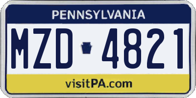 PA license plate MZD4821