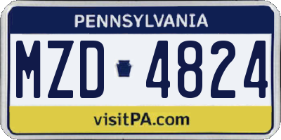 PA license plate MZD4824