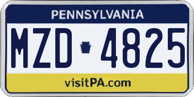 PA license plate MZD4825