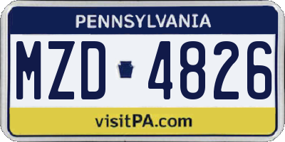 PA license plate MZD4826