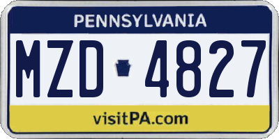 PA license plate MZD4827