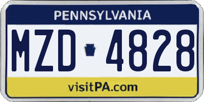 PA license plate MZD4828