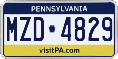 PA license plate MZD4829