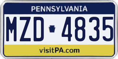 PA license plate MZD4835
