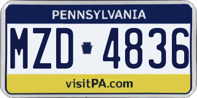 PA license plate MZD4836