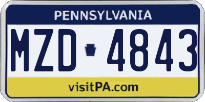 PA license plate MZD4843