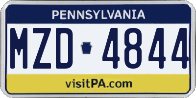 PA license plate MZD4844