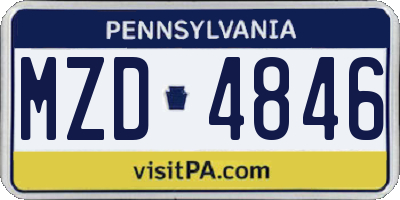 PA license plate MZD4846