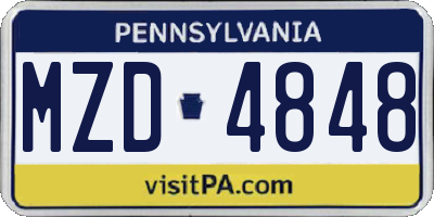 PA license plate MZD4848