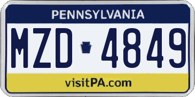 PA license plate MZD4849