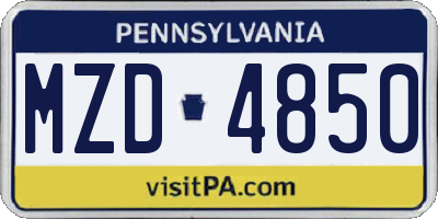 PA license plate MZD4850