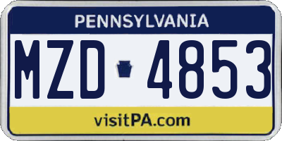 PA license plate MZD4853