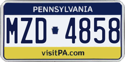 PA license plate MZD4858