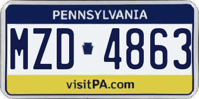 PA license plate MZD4863