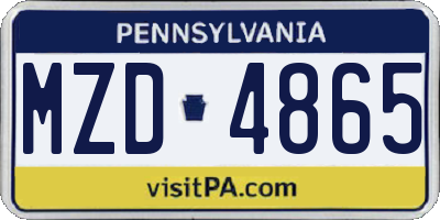 PA license plate MZD4865