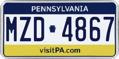 PA license plate MZD4867