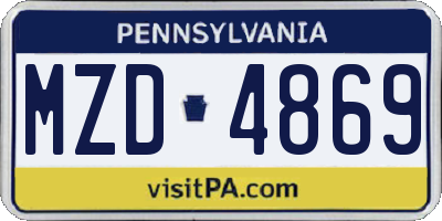 PA license plate MZD4869