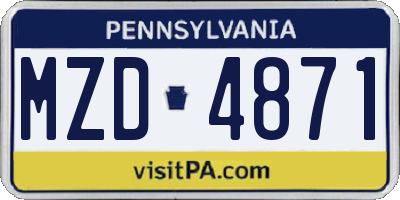 PA license plate MZD4871