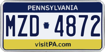 PA license plate MZD4872