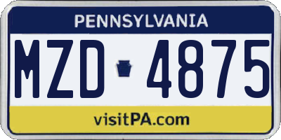 PA license plate MZD4875