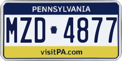 PA license plate MZD4877