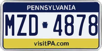 PA license plate MZD4878
