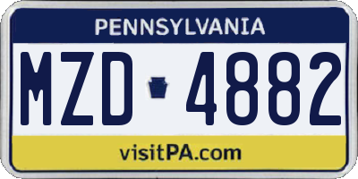 PA license plate MZD4882