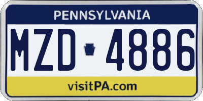 PA license plate MZD4886