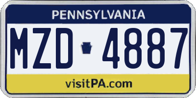PA license plate MZD4887