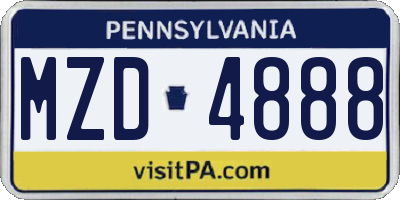 PA license plate MZD4888