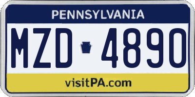 PA license plate MZD4890