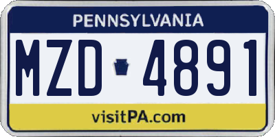 PA license plate MZD4891