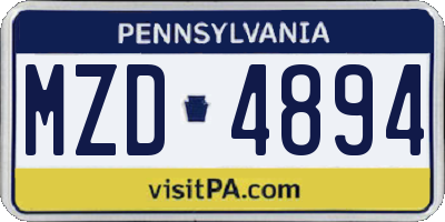 PA license plate MZD4894