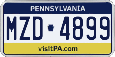 PA license plate MZD4899