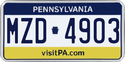 PA license plate MZD4903