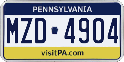 PA license plate MZD4904
