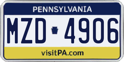 PA license plate MZD4906