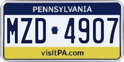 PA license plate MZD4907