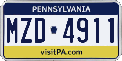 PA license plate MZD4911