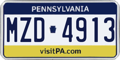 PA license plate MZD4913