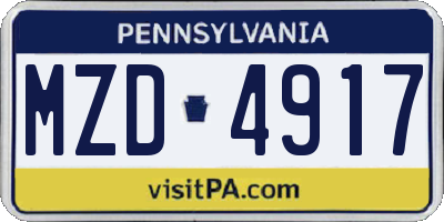 PA license plate MZD4917