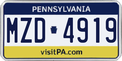 PA license plate MZD4919
