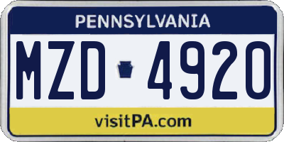 PA license plate MZD4920