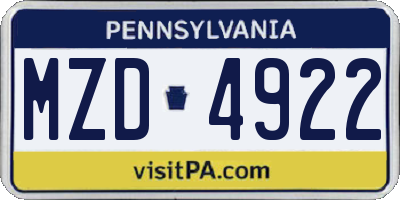 PA license plate MZD4922