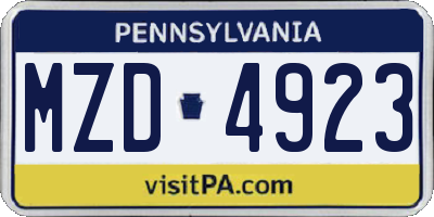 PA license plate MZD4923